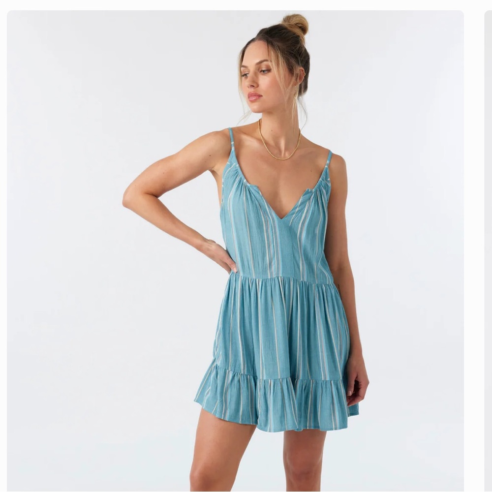 O'Neill Teal Striped Mini Dress